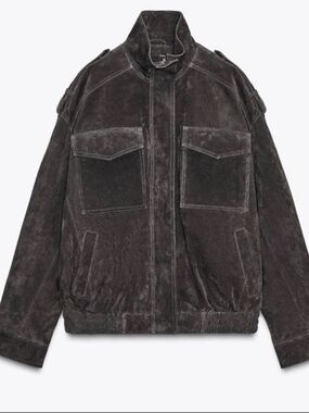 Zara Women's Charcoal Suede Jacket Size Small